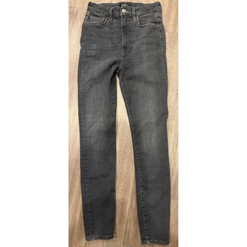 7 For All Mankind No Filter Denim Ultra High Rise Skinny Jeans 28 Faded Black